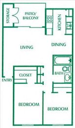  Floor Plan Two Bedroom - One Bath