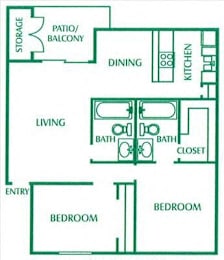  Floor Plan Two Bedroom - Two Bath