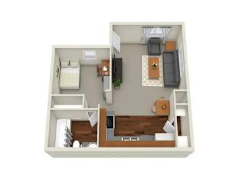  Floor Plan Studio, 1 Bathroom