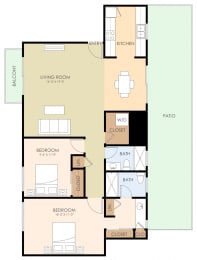  Floor Plan Two Bedroom Two Bath