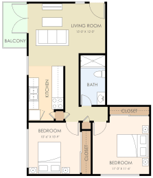  Floor Plan Two Bedroom One Bath