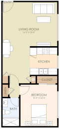 1 Bedroom 1 Bath 591 Sq Ft