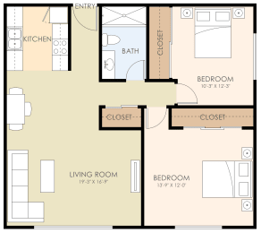  Floor Plan Two Bedroom One Bath