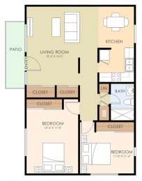  Floor Plan Two Bedroom One Bath