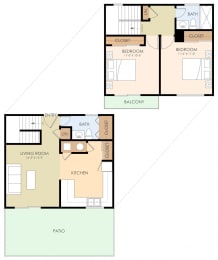  Floor Plan Two Bedroom One and a Half Bath