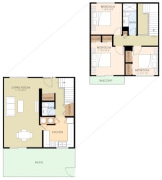  Floor Plan Three Bedroom One and a Half Bath