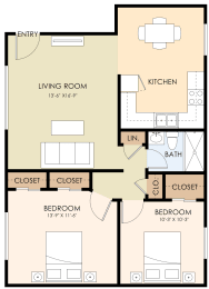 Floor Plan Two Bedroom One Bath