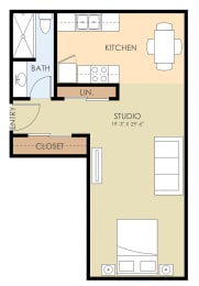 Studio floor plan 500 Sq.Ft. at Hamilton, San Jose, CA, 95130