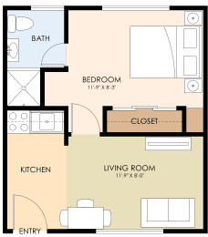  Floor Plan one bedroom one bath