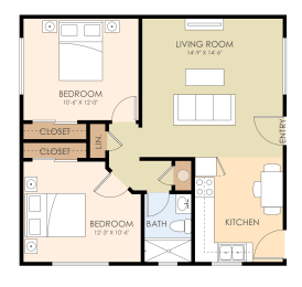  Floor Plan Two Bedroom One Bath