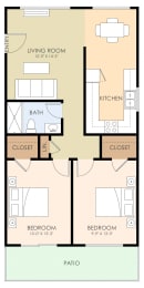  Floor Plan Two Bedroom One Bath