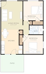  Floor Plan Two Bedroom One Bath