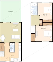  Floor Plan Two Bedroom One & Half Bath
