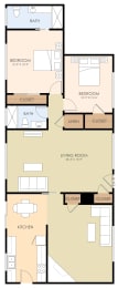  Floor Plan Two Bedroom Two Bath