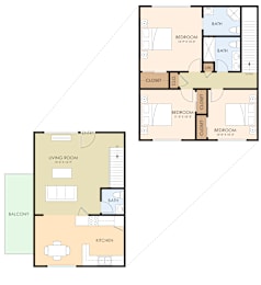  Floor Plan Three Bedroom, Two & Half Bath W/D
