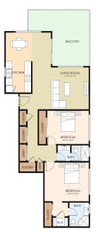  Floor Plan Two Bedroom Two Bath