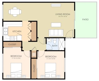  Floor Plan Two Bedroom One Bath