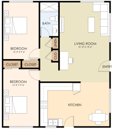 Floor Plan Two Bedroom One Bath
