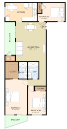  Floor Plan Three Bedroom Two Bath