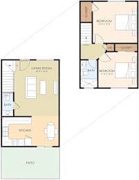 Two Bedroom One Bath and a Half 848 Sq Ft at Pines, Campbell, CA, 95008