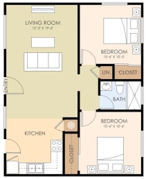  Floor Plan Two Bedroom One Bath