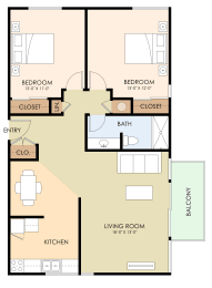Two Bedroom One Bath Floor Plan 919 Sq.Ft at 743 El Camino, Burlingame, California