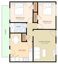  Floor Plan Two Bedroom One Bath