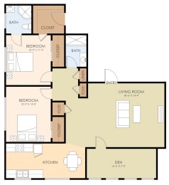  Floor Plan Two Bedroom Two Bath