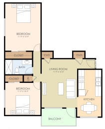  Floor Plan Two Bedroom One Bath