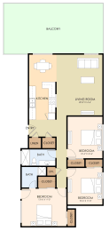  Floor Plan Three Bedroom Two Bath