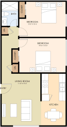  Floor Plan Two Bedroom One Bath