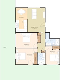  Floor Plan Three Bedroom Two Bath