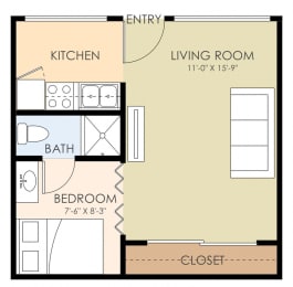  Floor Plan One Bedroom One Bath
