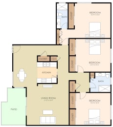 3 Bed 2 Bath Floor Plan at Balboa, Sunnyvale, CA