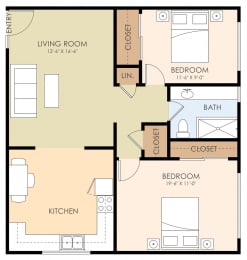  Floor Plan Two Bedroom One Bath