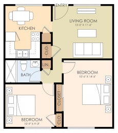  Floor Plan Two Bedroom One Bath