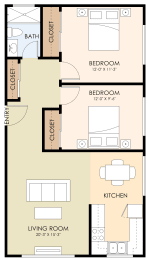  Floor Plan Two Bedroom One Bath