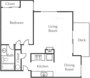  Floor Plan 1 Bed 1 Bath Small