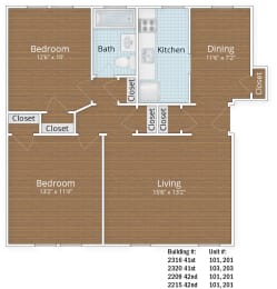 905 SF Two Bedroom at Park Crest Apartments, Washington, DC 20007