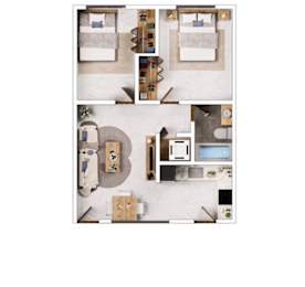  Floor Plan 2 Bedrooms, 1 Bathroom