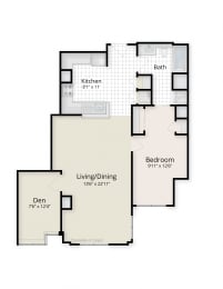 One Bedroom Den Floor Plan at West End Residences, Washington, Washington