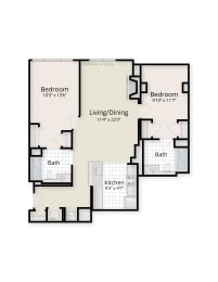 Two Bedroom Floor Plans at West End Residences, Washington, DC