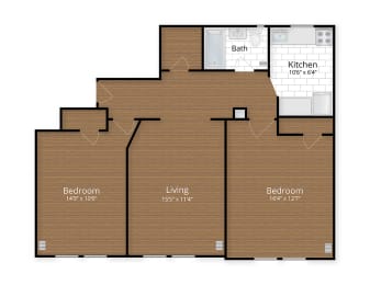 1630 Park apartments Mount Pleasant Columbia Heights Washington DC Two Bedroom Floor Plan
