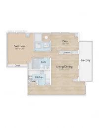 1633 Q Apartments Washington DC One Bedroom Den Floor Plan