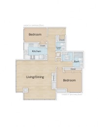 1633 Q Apartments Washington DC Two Bedroom One and a Half Bath Floor Plan