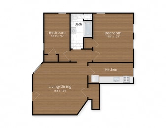 President Madison Apartments Washington DC Two Bedroom Floor Plan  at President Madison, Washington, 20009