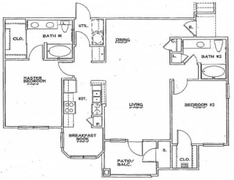 2 bed / 2 bath - B3 Floor Plan at Stone Lake, Grand Prairie, TX, 75050