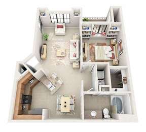 The Aston One Bedroom One Bathroom Apartment