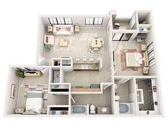 The Madison Two Bedroom Two Bathroom Apartment