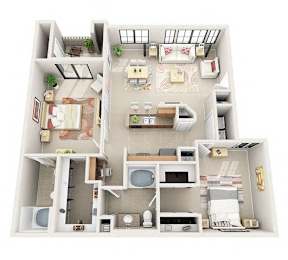 The Manchester Two Bedroom Two Bathroom Apartment